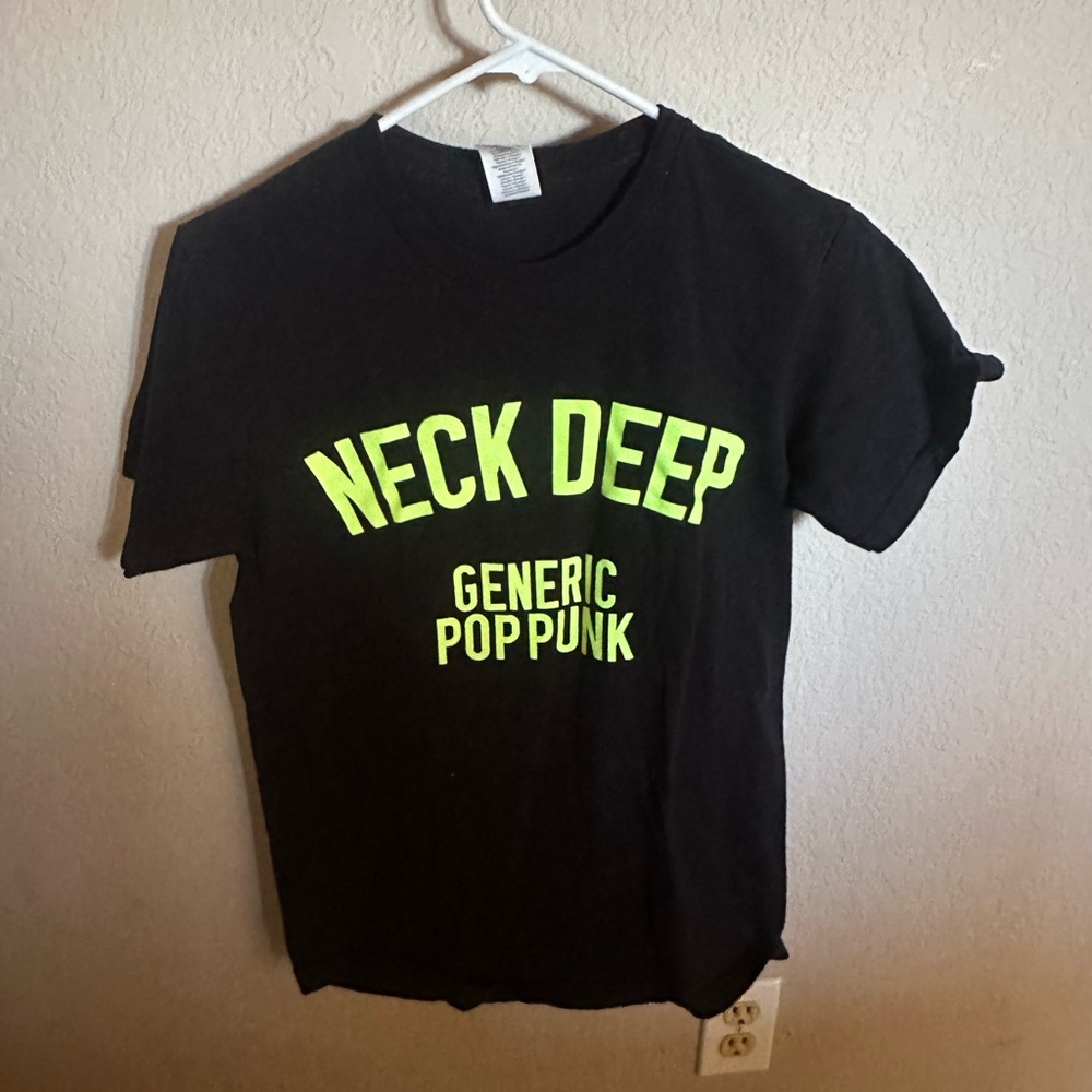 Neck Deep Tee with Neon Yellow Print